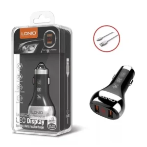 CARGADOR DE AUTO LDNIO C2 36W LED DISPLAY DUAL QC3.0