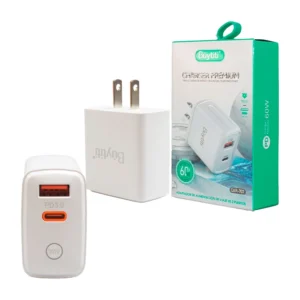 Cubo cargador buytiti de carga rápida con puerto usb y usb-c, 60w / car-707