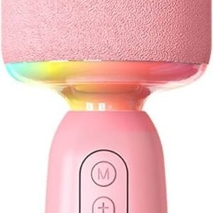 Micrófono de Karaoke Inalámbrico Bluetooth con Luz RGB, Altavoz de Micrófono de Karaoke de Mano para Niños Adultos, Compatible con Voz Inteligente AI, Cambio de Voz, Coro de 2