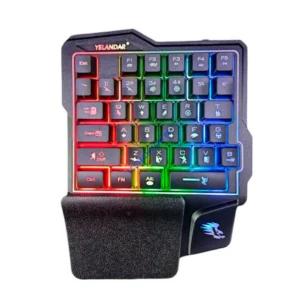 Teclado Gamer de una Mano, Yelandar JX-K7, 35 Teclas LED RGB ergonómico